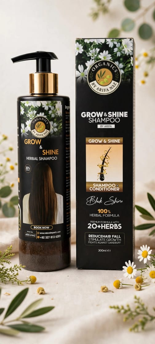 Natural Growth Hair Care Combo – Grow & Shine Herbal Shampoo + Natural Growth Hair Oil
