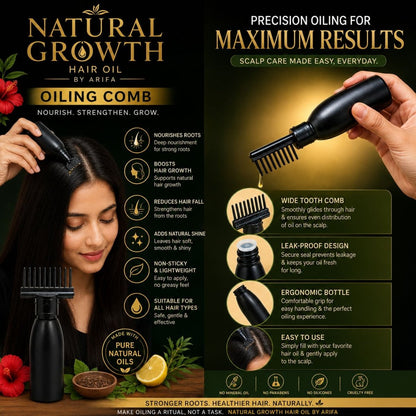 Natural Growth Hair Oil + Free Oiling Comb – By Arifa