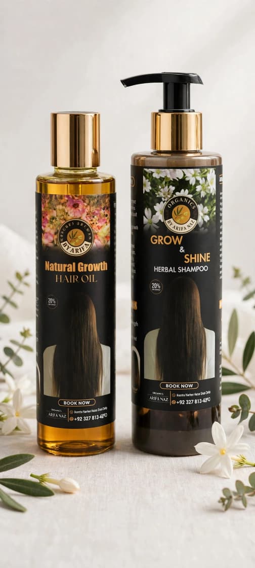 Natural Growth Hair Care Combo – Grow & Shine Herbal Shampoo + Natural Growth Hair Oil