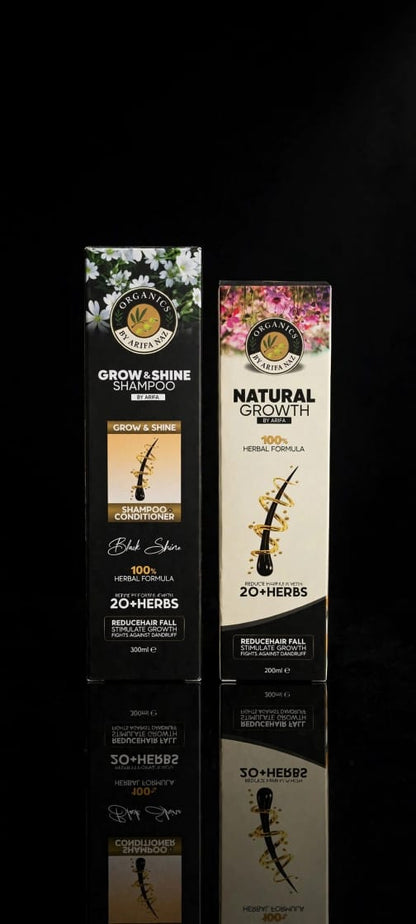 Natural Growth Hair Care Combo – Grow & Shine Herbal Shampoo + Natural Growth Hair Oil